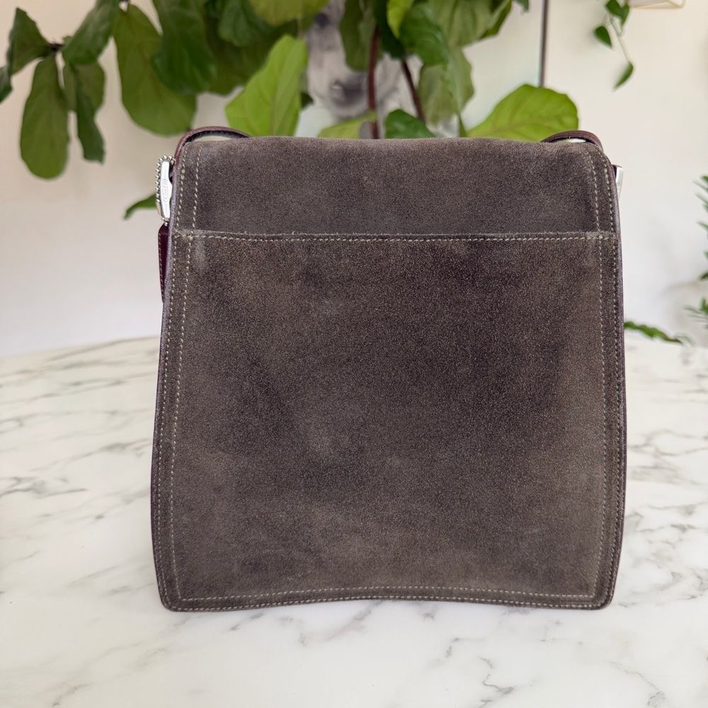 COACH Vintage Monterrey Flap Suede Crossbody Bag Loden Olive Green 6148 90's Y2K - Picture 5 of 16